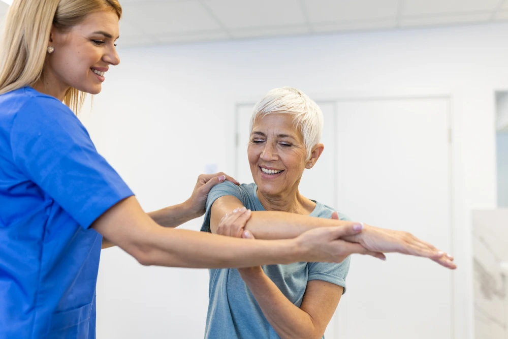 woman stretching to help ease her arthritis symptoms