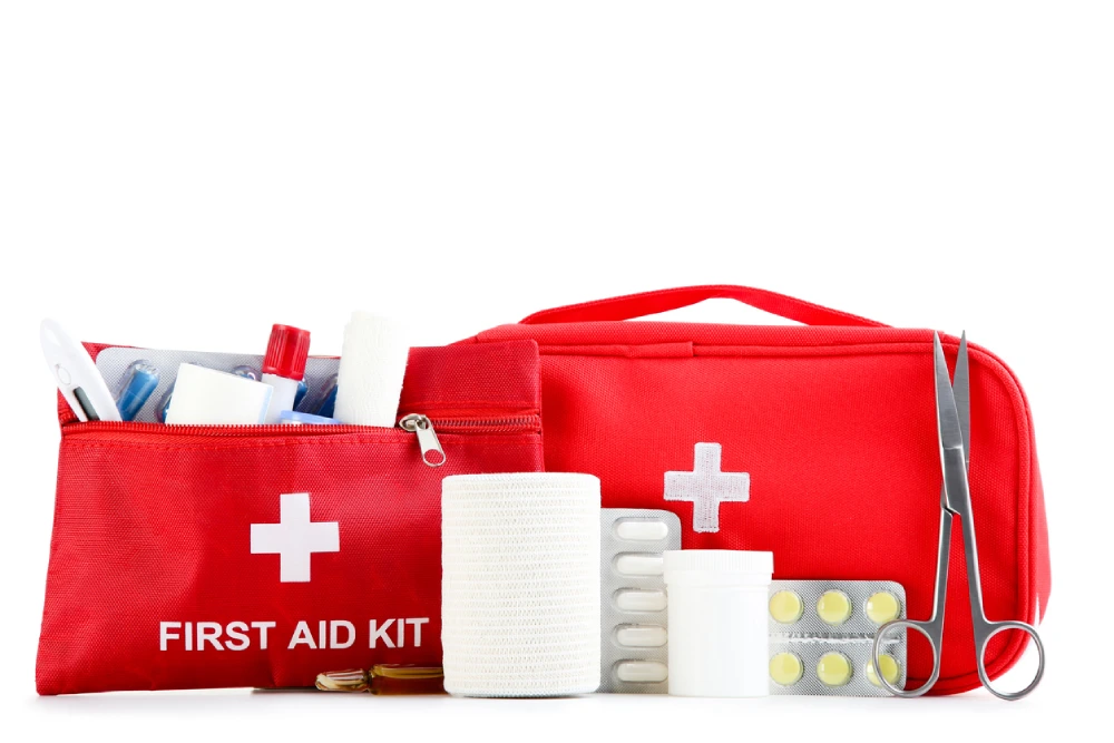 two types of first aid kits with first aid kit supplies