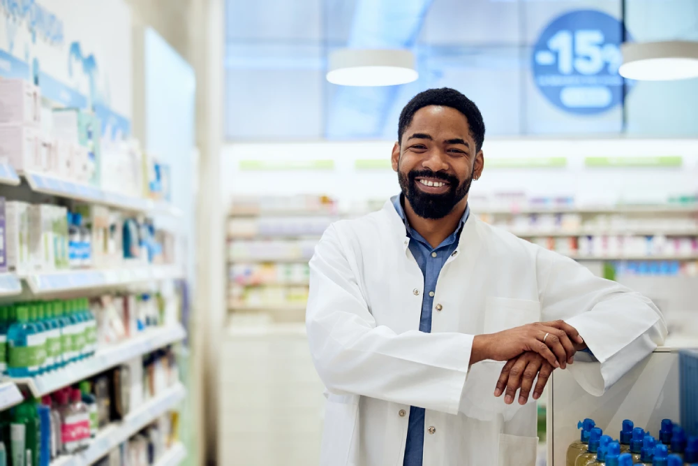 pharmacist smiling at the camera